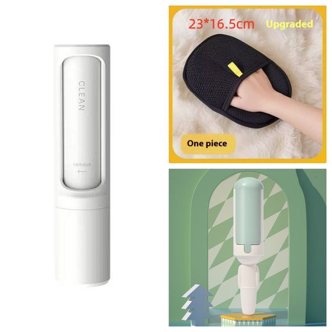 
White brush, mitt + roller set